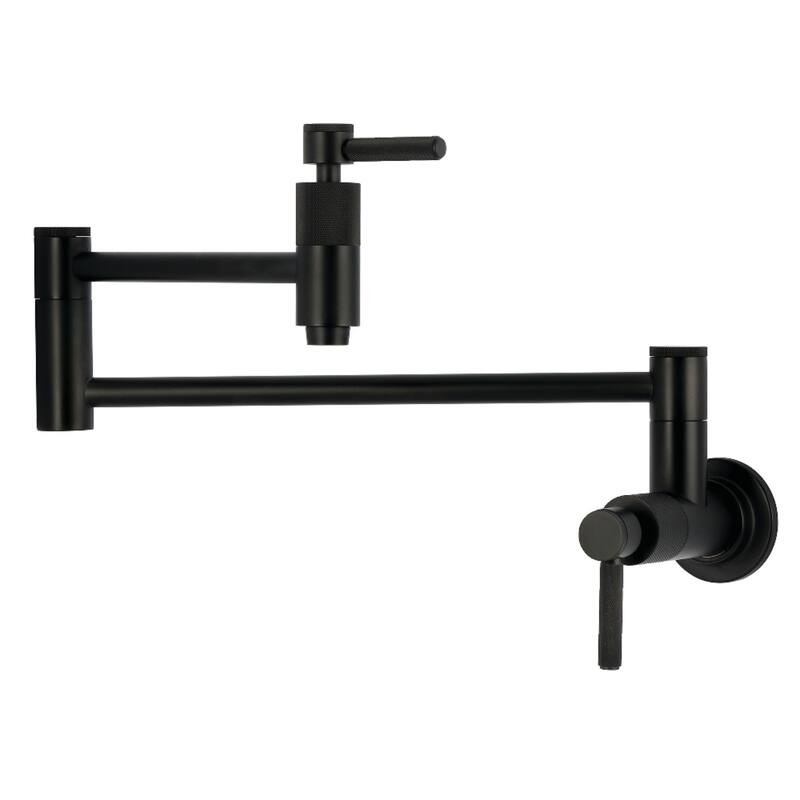 Kingston Brass Essex Double-Handle Wall-Mount Pre-Rinse Bridge Kitchen Faucet - Matte Black