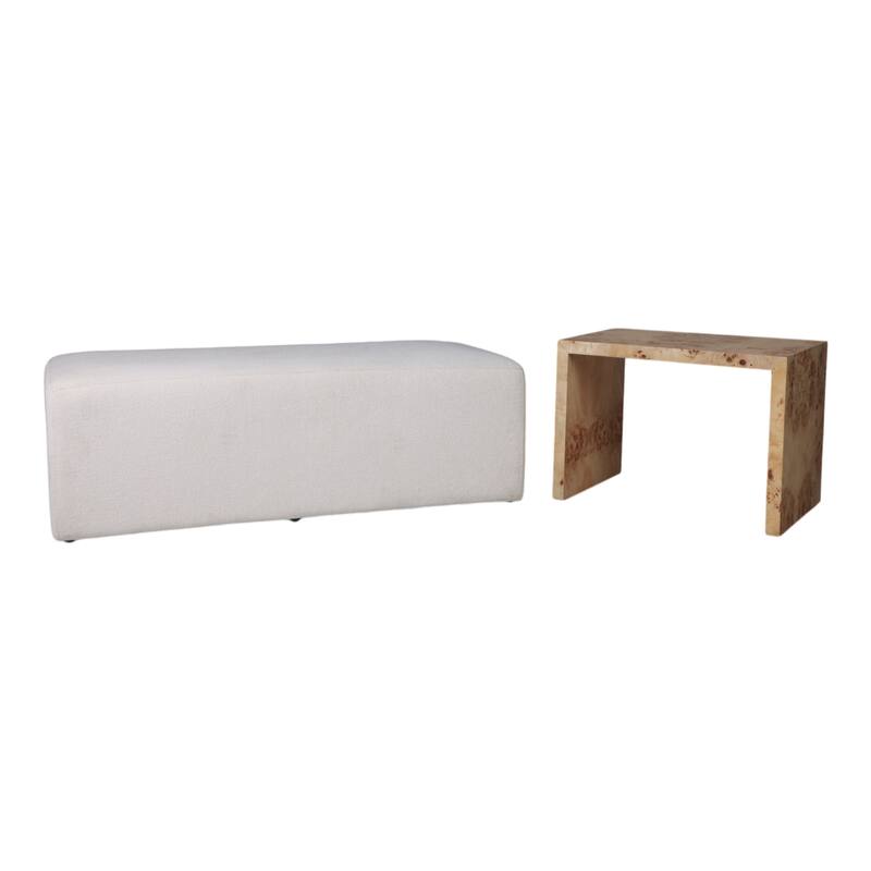Modern Wooden and Non-Woven Fabric Bench with Detachable Table