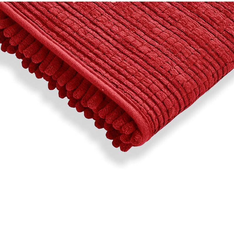 24"x16" - Red Soft Cozy Plush Chenille Bath Mat Bathroom Rug