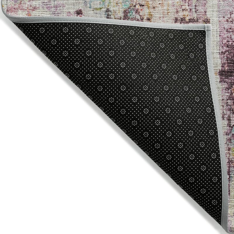 Machine Washable Indoor/ Outdoor Abstract Contemporary Chantille Rug