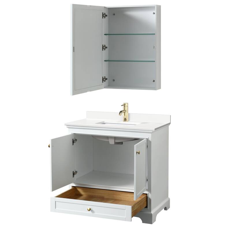Deborah 36-inch Single Vanity, Quartz Top, Medicine Cabinet