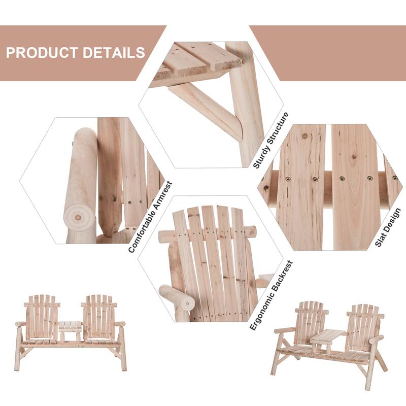 Outsunny Wood Adirondack Patio Bench Chair