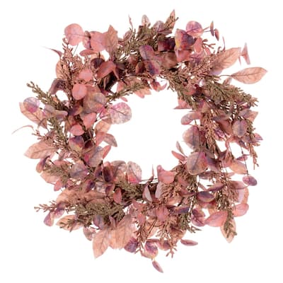 Vickerman 22" Dusty Rose Artificial Fall Eucalyptus and Berry Wreath