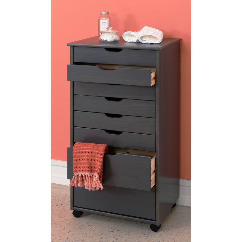 40” Gray Rolling Storage Cabinet with 8 Drawer