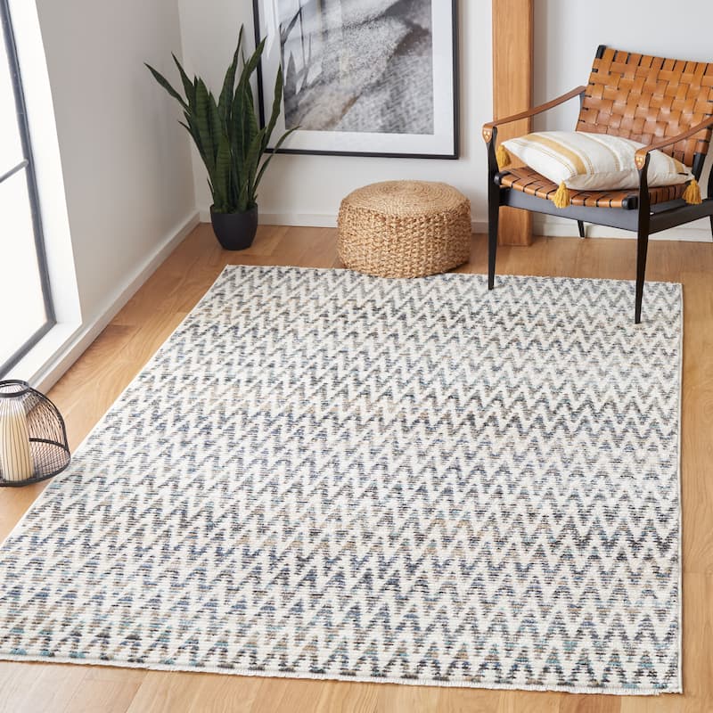 SAFAVIEH Sedona Elvina Boho Chevron Fringe Rug - 9' x 12' - Ivory/Dark Grey