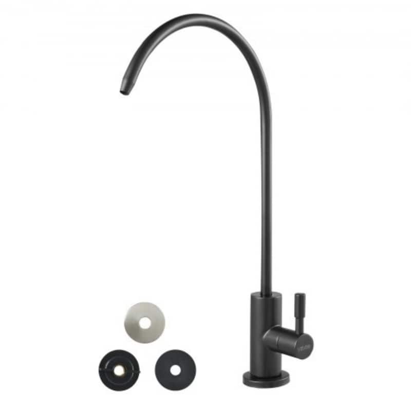 Matte Black Stainless Steel Drinking Water Filter Faucet with Brass Core - 14.57 x 6.89 x 1.1 inch - Matte Black