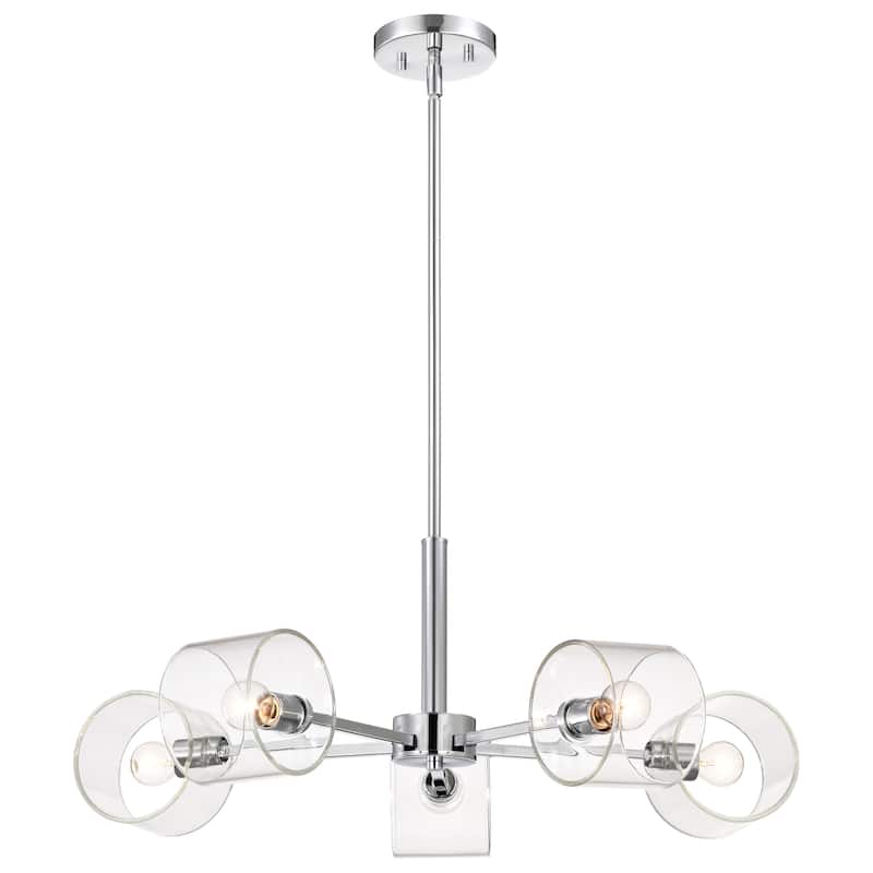 Marlowe 28 Inch 5 Light Chandelier Polished Nickel with Clear Glass - Polished Nickel