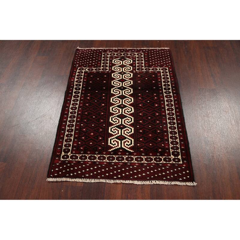 Geometric Balouch Persian Traditional Wool Area Rug Hand-knotted - 2'10" x 3'9"