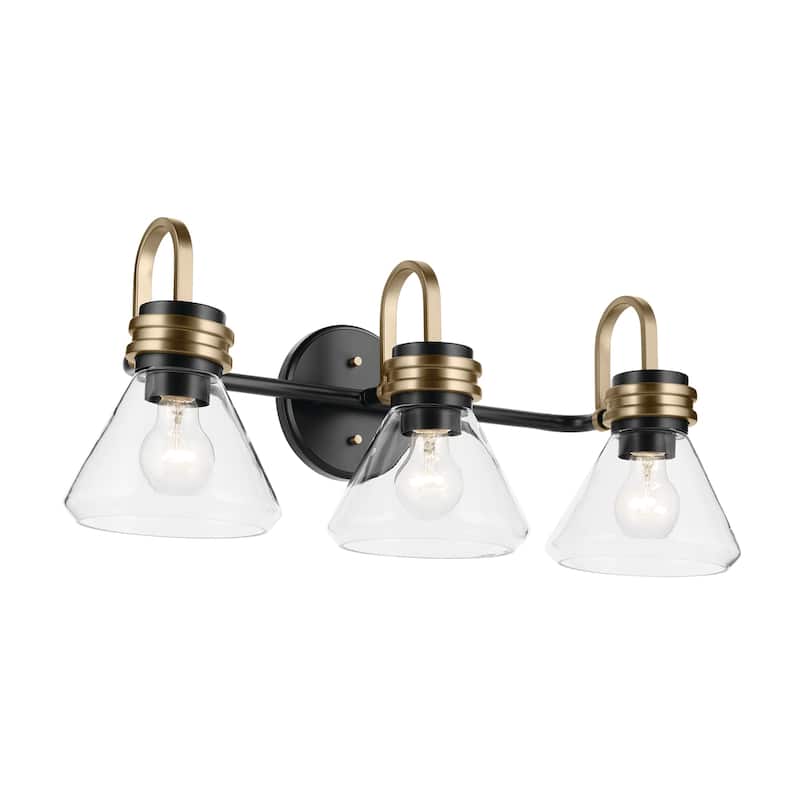 Kichler Lighting Farum 26" 3-Light Vanity Light with Clear Glass in Black
