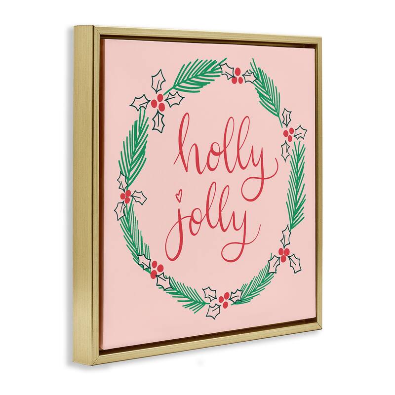 Stupell Minimal Holly Jolly Wreath Framed Floater Canvas Wall Art Design By Sazerelli Designs