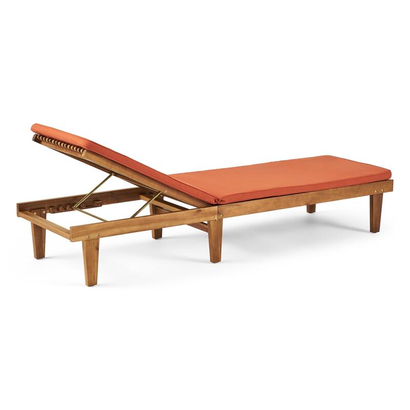 Nadine Outdoor Acacia Wood 3 Piece Chaise Lounge Set with Water