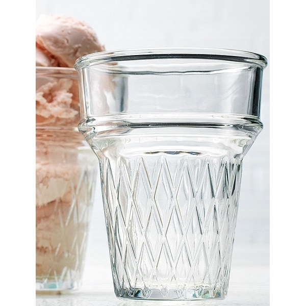 Palais Glassware Clear Glass 10 Ounce Dessert Ice Cream Bowls (Set of 4 Cone Shaped)