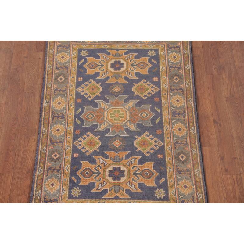 Geometric Kazak Oriental Foyer Rug Handmade Wool Carpet - 2'9" x 4'2"
