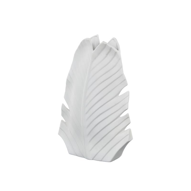 Black or White Ceramic Palm Leaf Decorative Vase