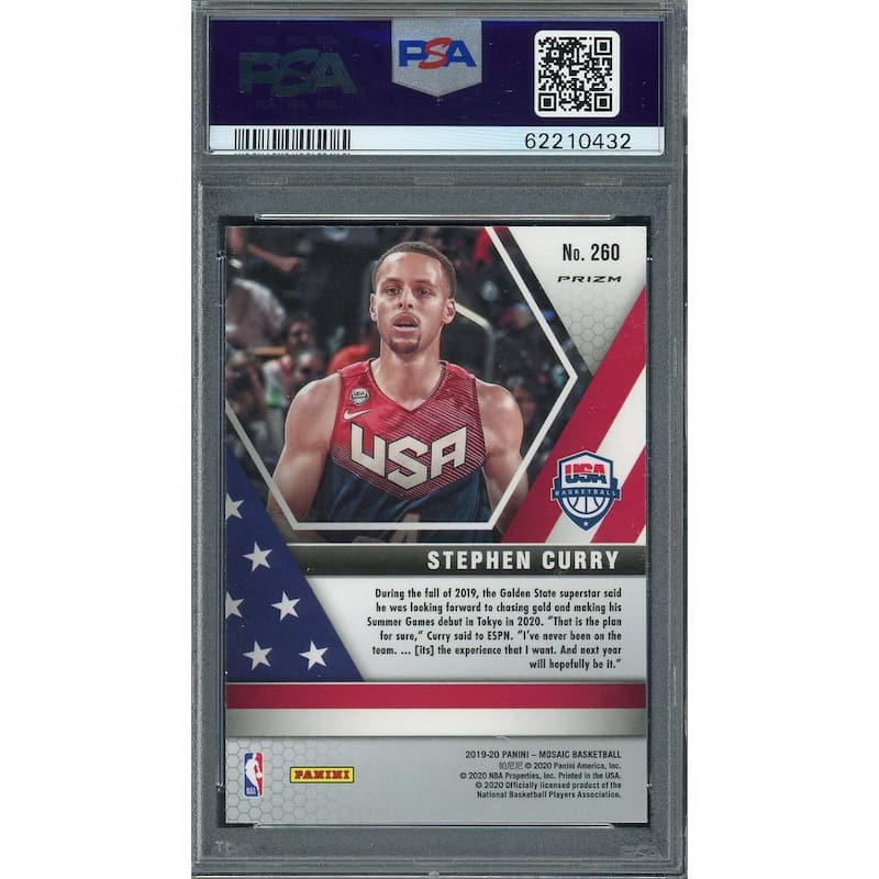 Stephen Curry 2019 Panini Mosaic Red Wave Basketball Card #260 Graded PSA 10 - 8'6" x 11'6"