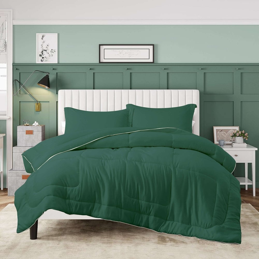 3 Piece Reversible Silky Luxury Soft Satin Comforter with 2 Satin Pillowcases