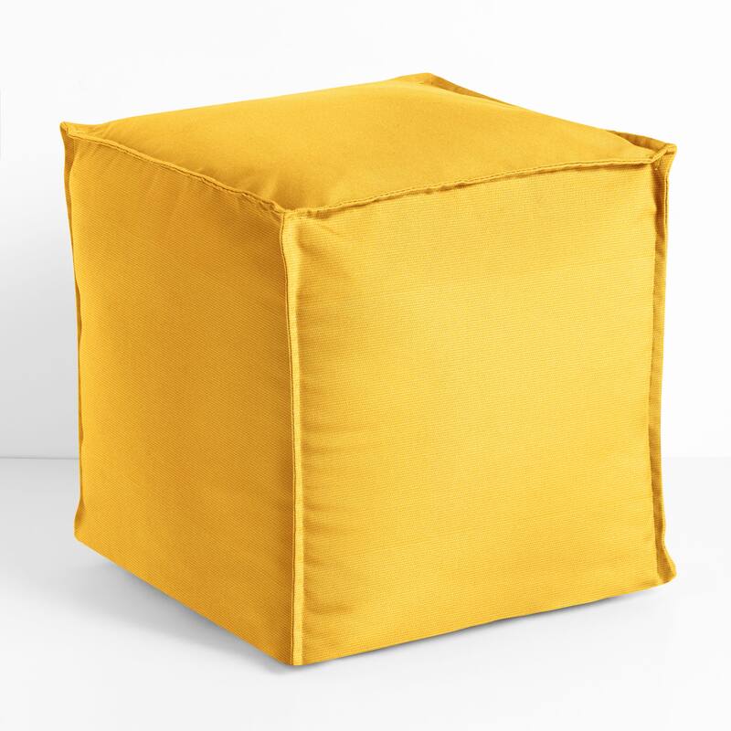 Sorra Home Sunbrella Outdoor Top Stitch Solid Bean Pouf