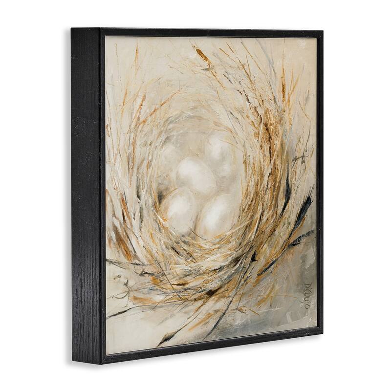 Stupell Abstract Baby Bird Egg Nest Countryside Animals Framed Wall Art - White