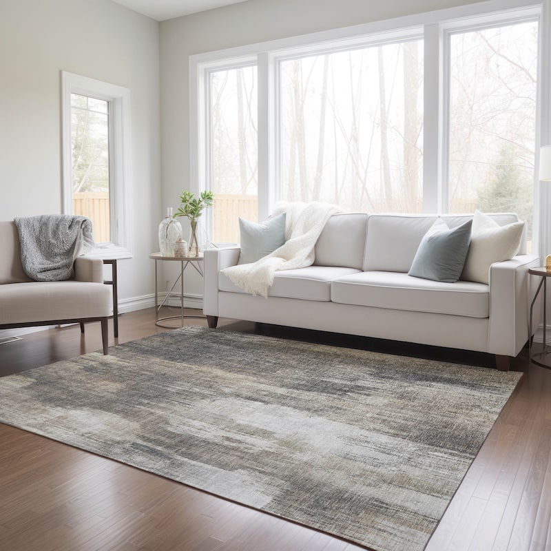 Machine Washable Indoor/ Outdoor Modern Ombre Chantille Rug - Taupe - 2'6" x 3'10"