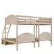 preview thumbnail 4 of 7, Beige Full Over Twin & Twin Triple Velvet Upholstered Bunk Bed with Drawers and Guardrails, Headboard