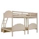 preview thumbnail 4 of 7, Beige Velvet Full Over Twin & Twin Triple Bunk Bed with Drawers and Guardrails