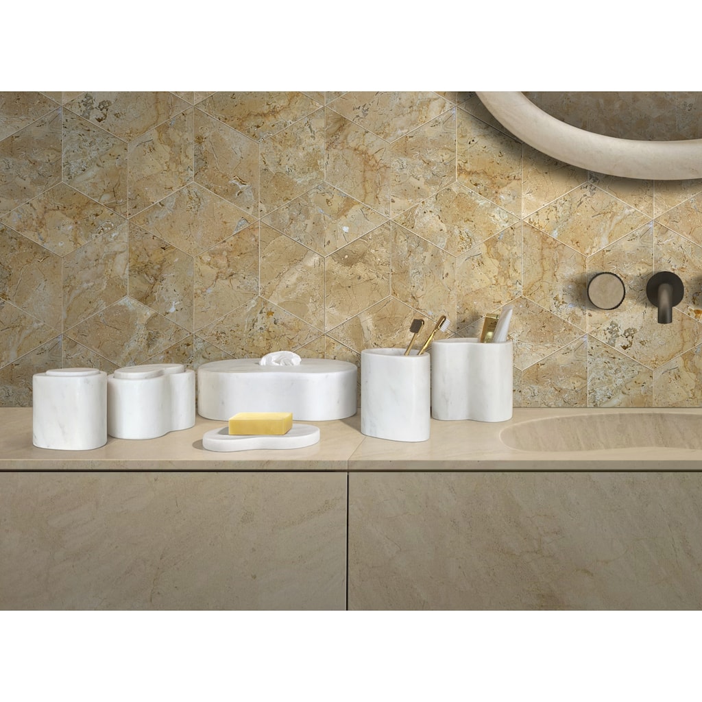 Roomfitters Marble Bathroom Accessories Set, Natural Stone Countertop Organizer Set, Solid Marble Vanity Accessories