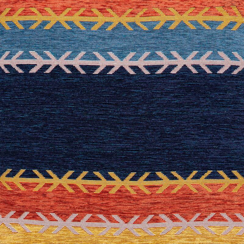 Sevita Multi Bohemian Striped Polyester Blend Pouf