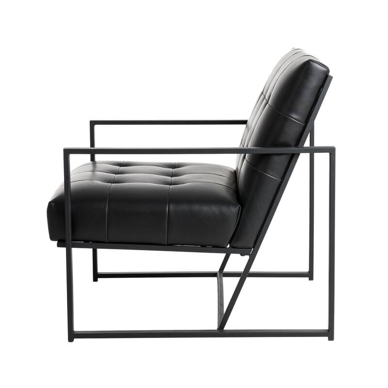 Glitzhome 29.50"W Mid-Century PU Leather Tufted Accent Chair - 29.5"W x 30.5"H x 29.25"D