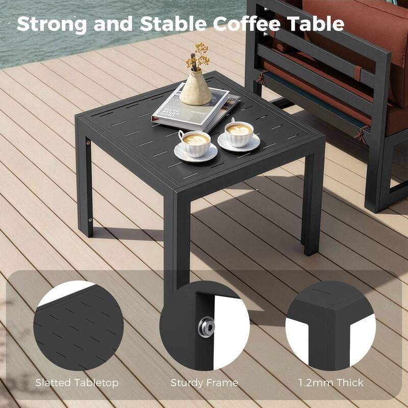 11-Piece Luxury Aluminum Outdoor Furniture Set with Chaise Lounge & Fire Pit Table, 29" Deep Seating Aluminum Patio Sectional