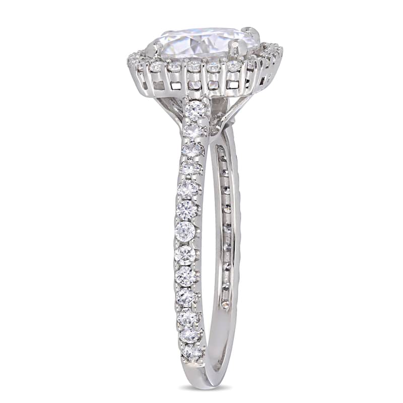 Miadora 2 1/2ct DEW Moissanite Halo Engagement Ring in 10k White Gold