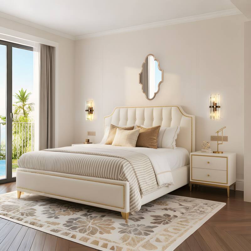 Modern 2-Light Glam Crystal Bathroom Vanity Lights Gold Wall Sconce - W6" x H12"