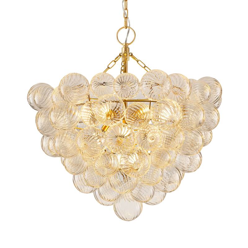 Gold Bubble Ball Chandelier, LED Pendant Light with Glass Globes