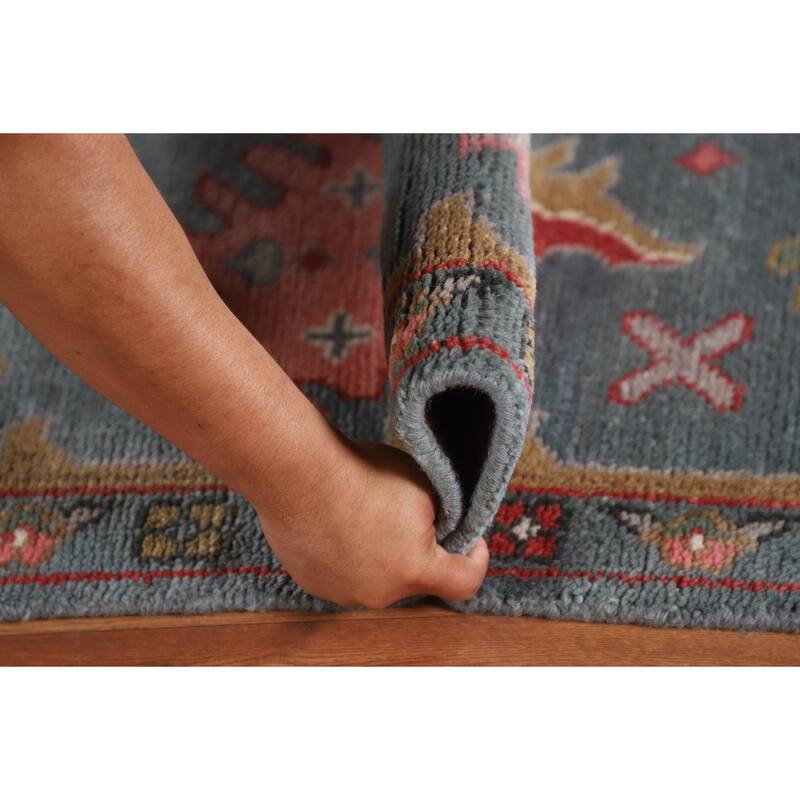 All-Over Floral Oushak Indian Area Rug Handmade Wool Carpet - 9'1"x 11'9"