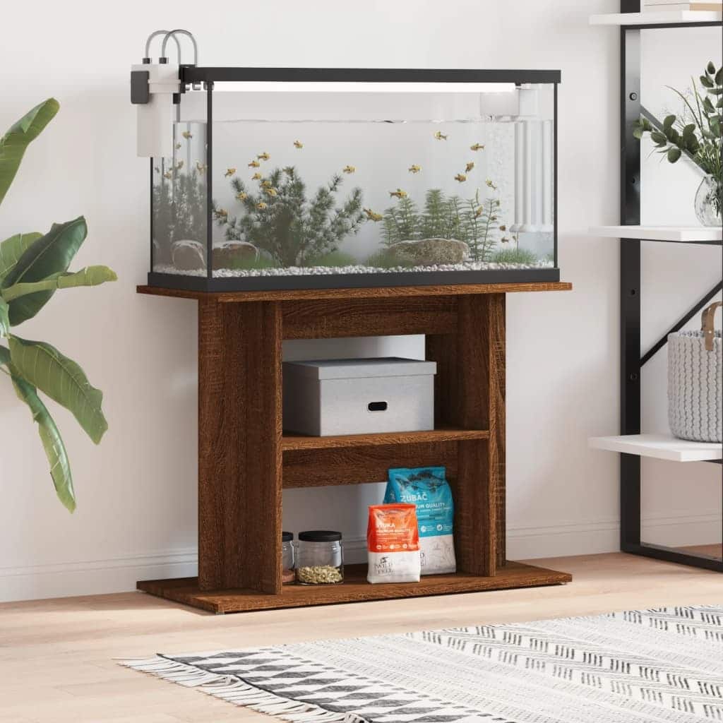 vidaXL Aquarium Stand Brown Oak Engineered Wood 31.5 x 13.8 x 23.6 in - 13.8 x 31.5 x 23.6