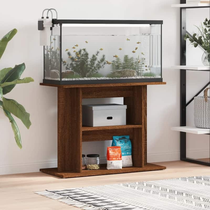 vidaXL Aquarium Stand Brown Oak Engineered Wood 31.5 x 13.8 x 23.6 in - 13.8 x 31.5 x 23.6