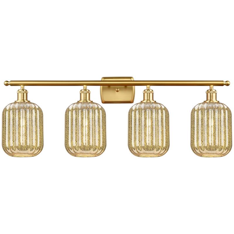 Innovations Lighting Endless Possibilities Ballston - Preston - 4 Light 37" Jar Shade Bath Vanity Light - Mercury/Satin Gold