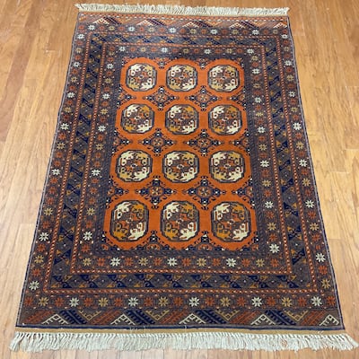 HERAT ORIENTAL Handmade Turkoman Wool Rug - 3'10" x 5'7"