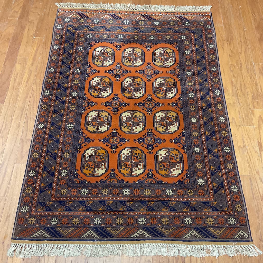 HERAT ORIENTAL Handmade Turkoman Wool Rug - 3'10" x 5'7"