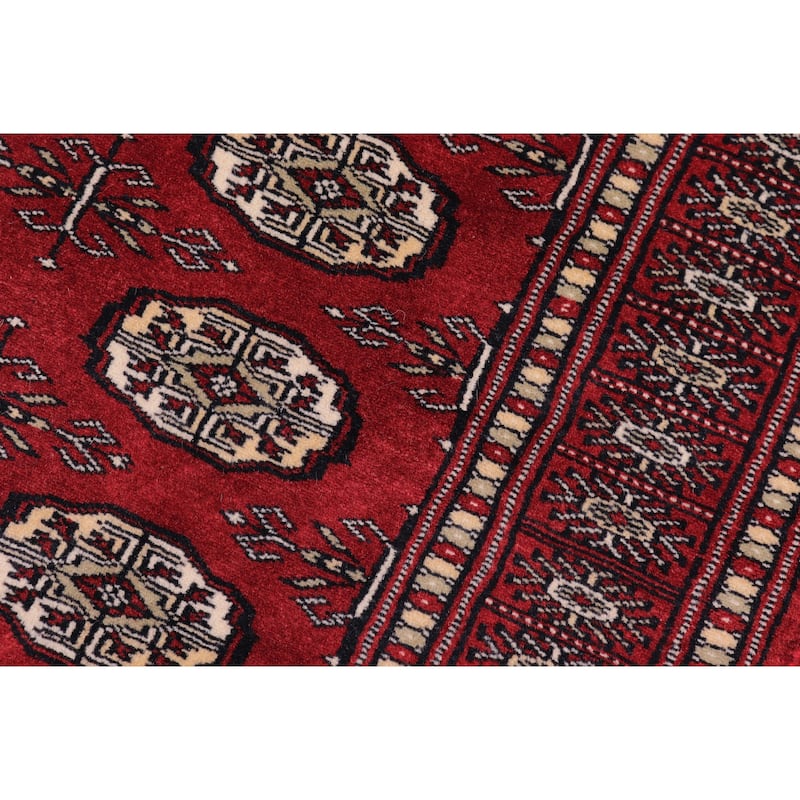 Tribal Bokhara Harding Red/Beige Hand Knotted Wool Runner - 2'7'' x 11'10''