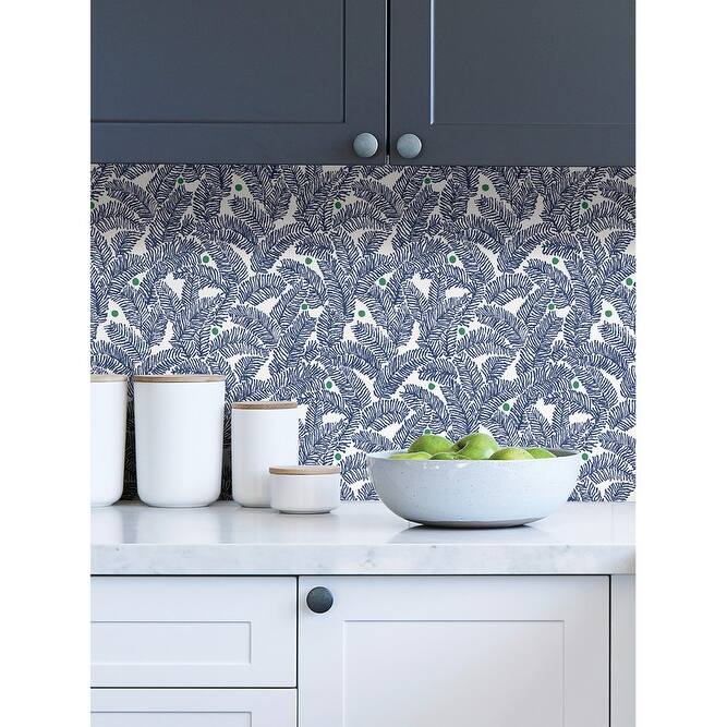 NuWallpaper Navy Fernanda Peel & Stick Wallpaper