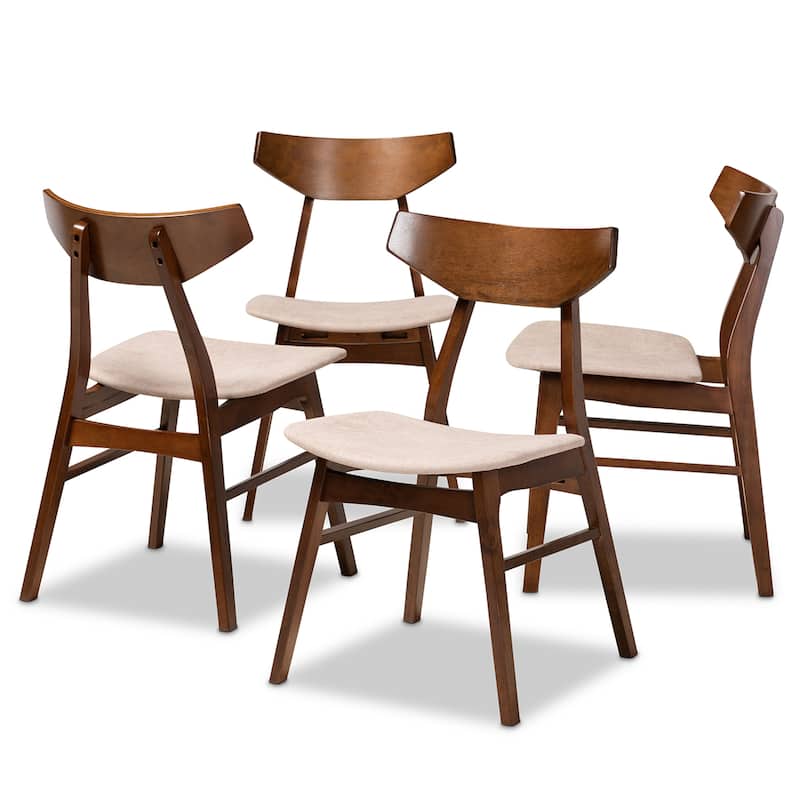 Danica Mid-Century Modern Transitional 4-Piece Dining Chair Set - Light Beige