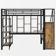 preview thumbnail 13 of 15, Full Size Metal Loft Bed with Storage Staircase and Small Wardrobe