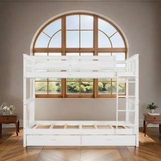 Twin-Over-Twin Bunk Bed with Ladders and Two Storage Drawers