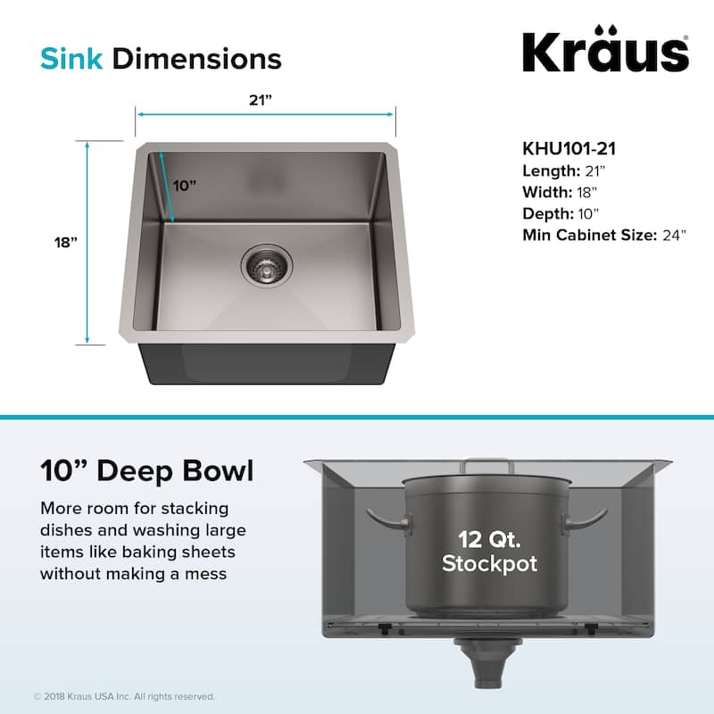 KRAUS Standart PRO Stainless Steel 21 inch Undermount Kitchen Sink