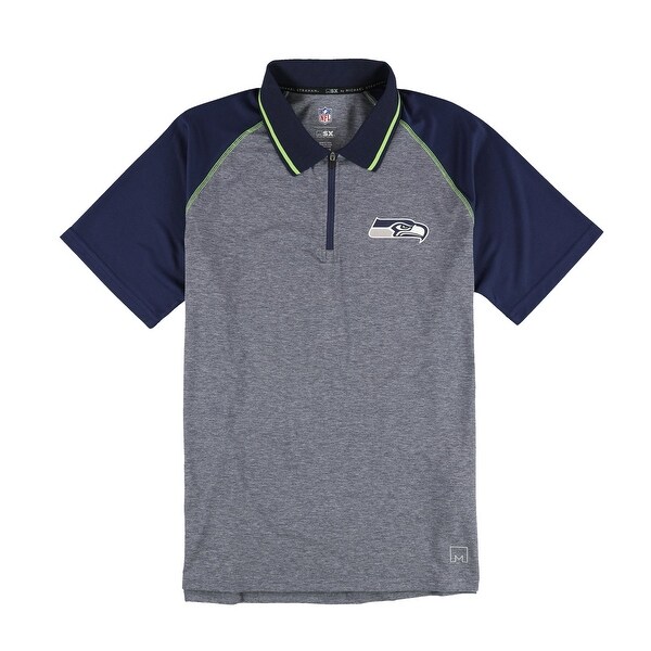 MSX Mens Seattle Seahawks 1/4 Zip Polo Shirt,, Blue, Large
