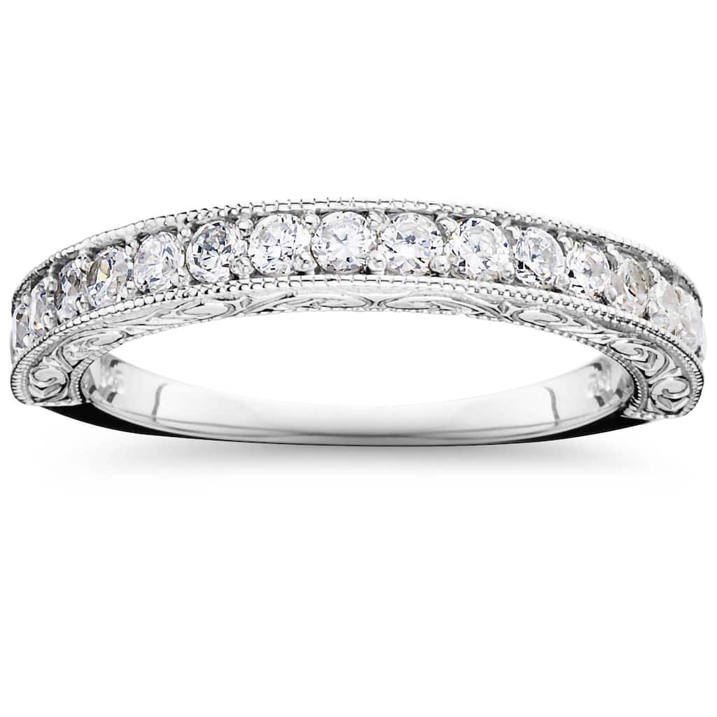 Bliss Diamond 1/2 CT Vintage Natural Diamond Wedding Ring White Gold