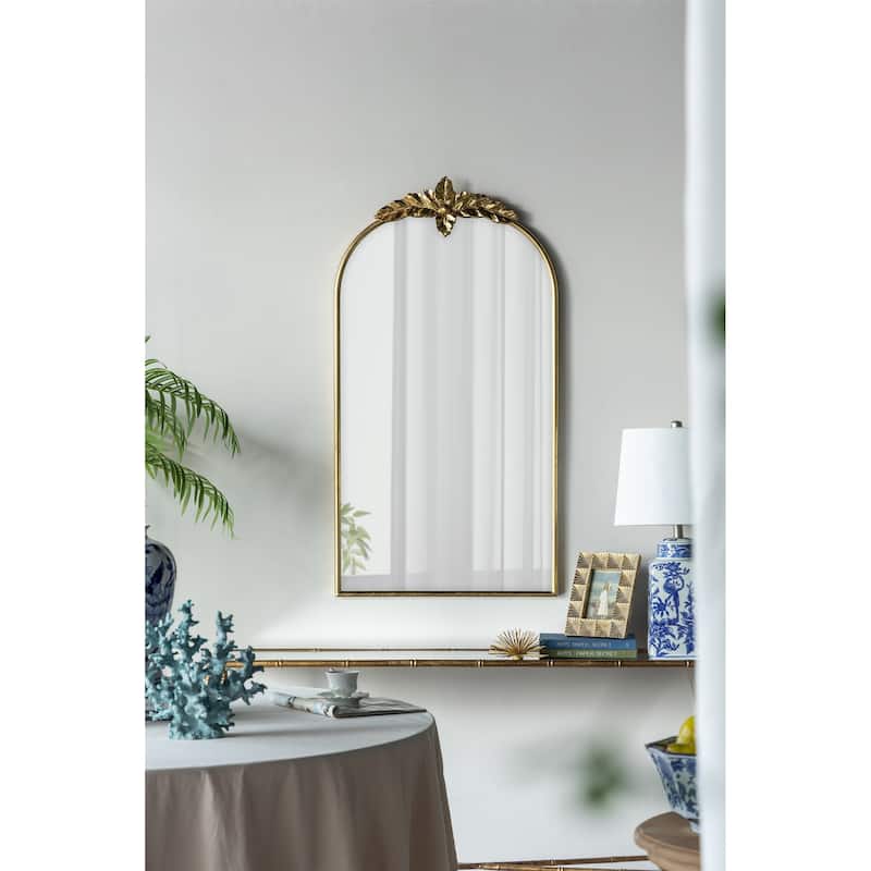 Arched Wall Mirror with Gold Metal Frame