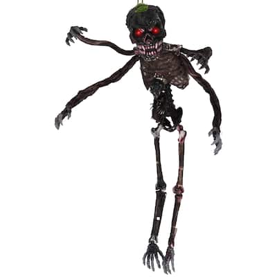 Black PE Fabric Animated Halloween Skeleton with Sound and Poseable Arms