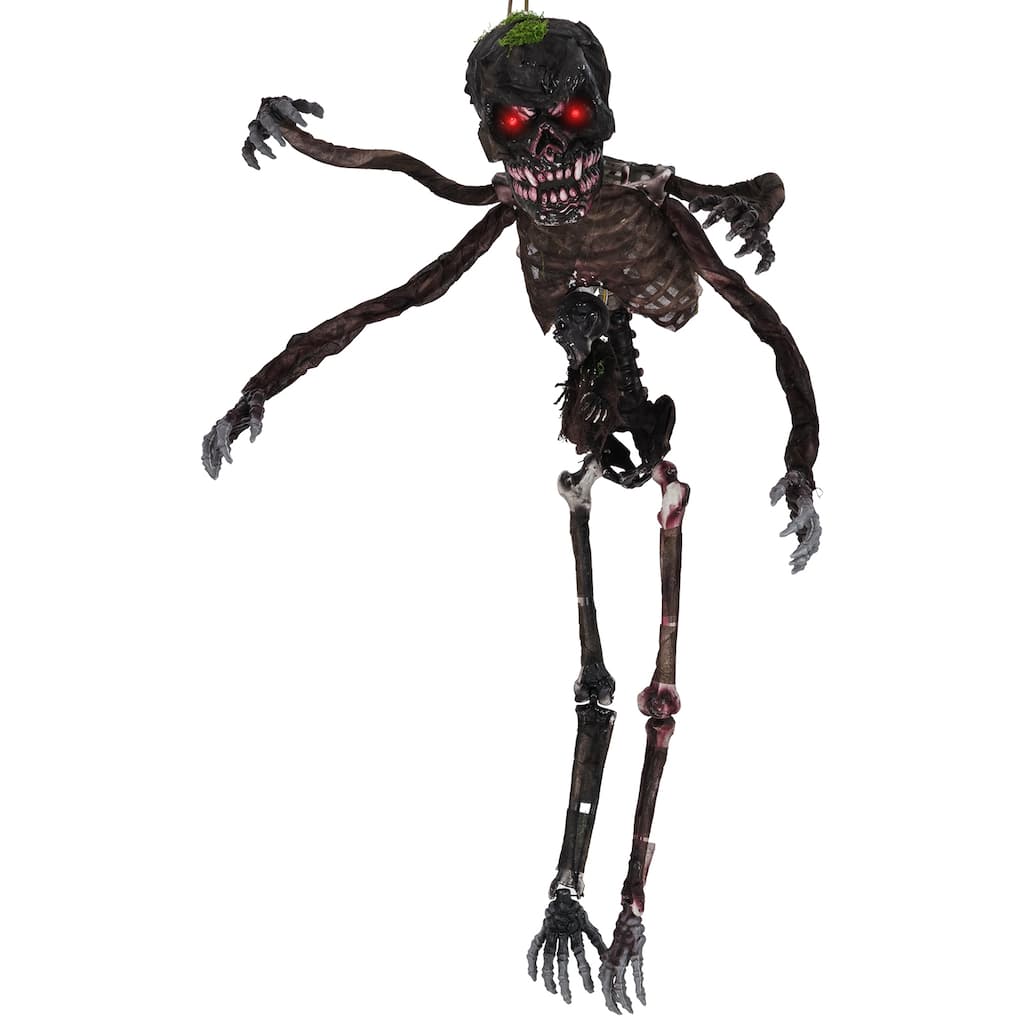 Black PE Fabric Animated Halloween Skeleton with Sound and Poseable Arms