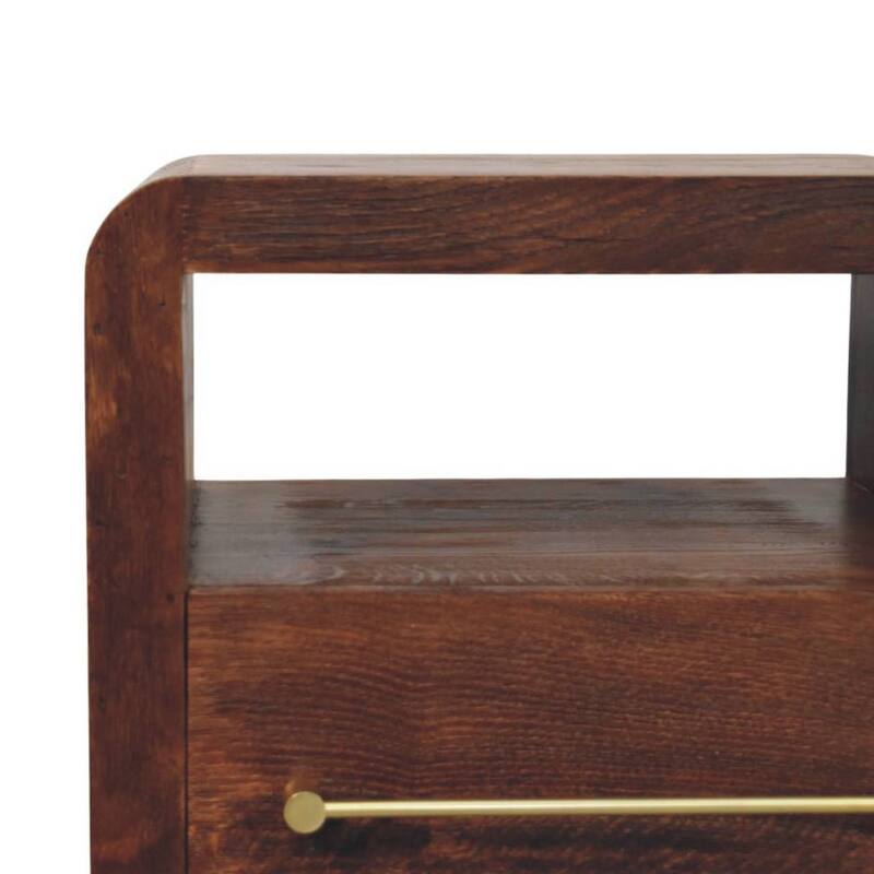 Artisan Furniture Solid Wood Tiger Oak Open Bedside with Brass Handle,1-Drawer,1 Shelf